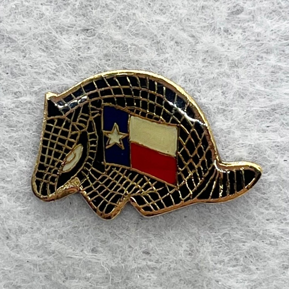 🔮 5/$25 Vintage Texas Flag Armadillo Pin